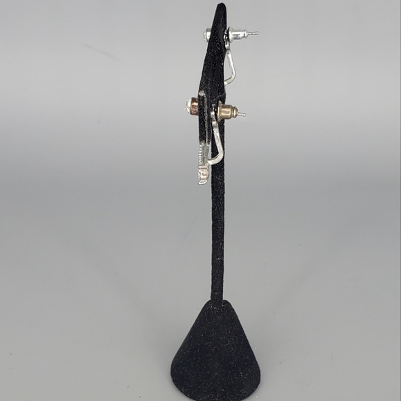 Silvertone Heart Necklace and Front Back Earrings Set - Picture 8 of 12